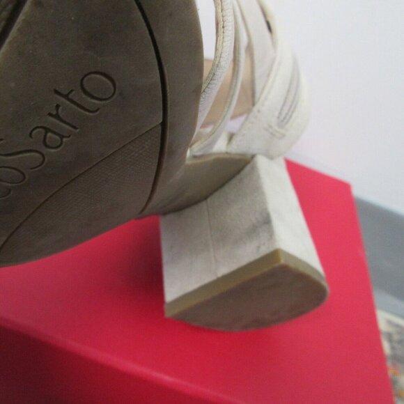 Franco Sarto L-Mesa Women Leather Strappy Open Toe Sandals Size 7 Taupe Heel 558 - Picture 5 of 10